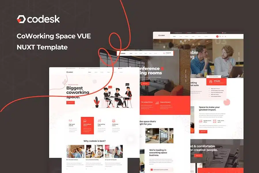 Codesk – Vue Nuxt Coworking Space Template