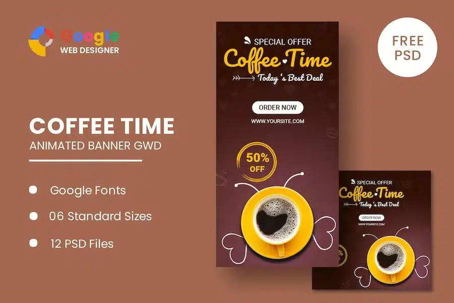 Coffee Animated Banner Google Web Designer