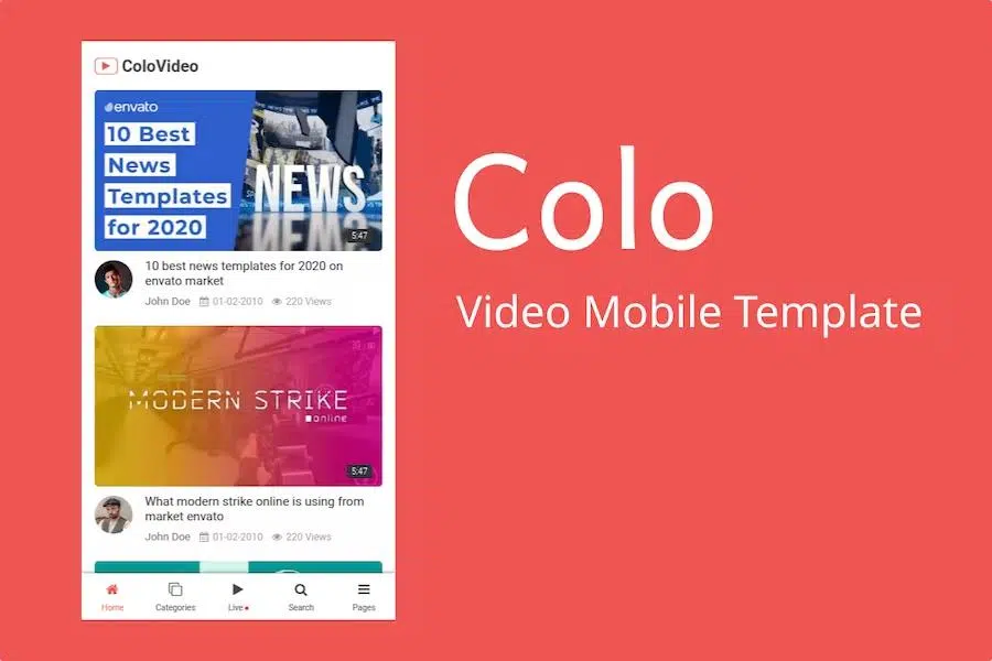 Colo – Video Mobile Template