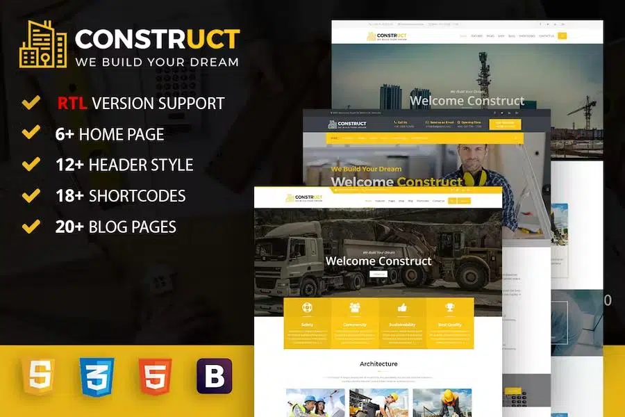 ConstructZilla : Construction, Renovation & Building Bootstrap 4 & 5 Template With RTL Ready