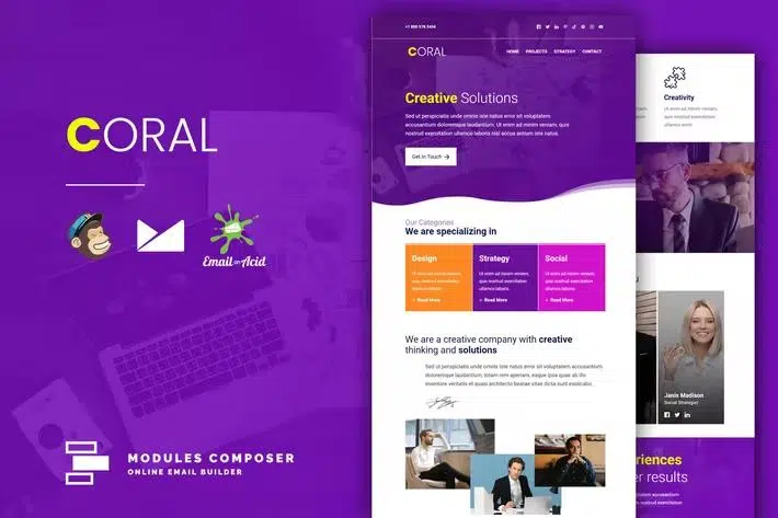 Coral – Responsive Email for Agencies, Startups & Creative Teams with Online Builder