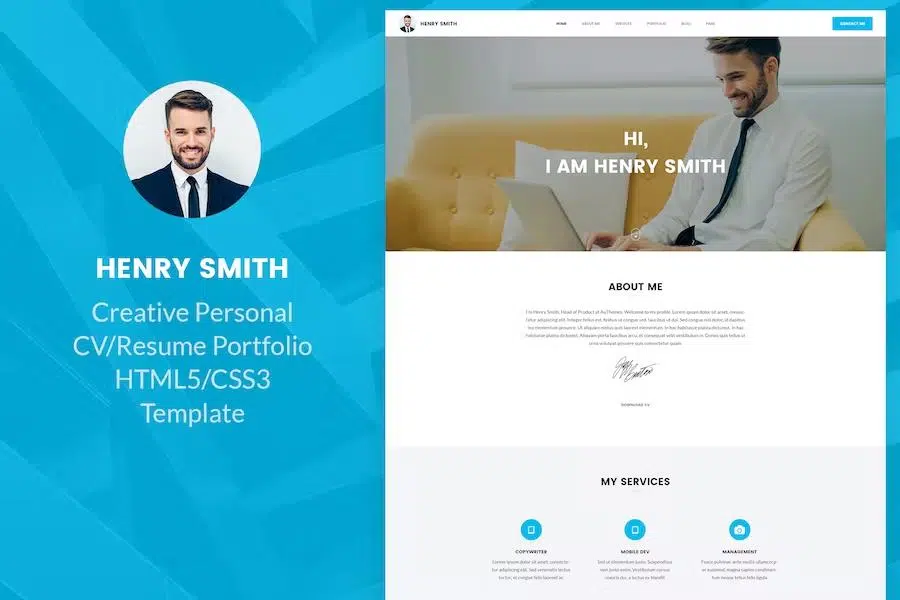 Henry Smith – Creative Personal CV Resume Portfolio HTML5 Template