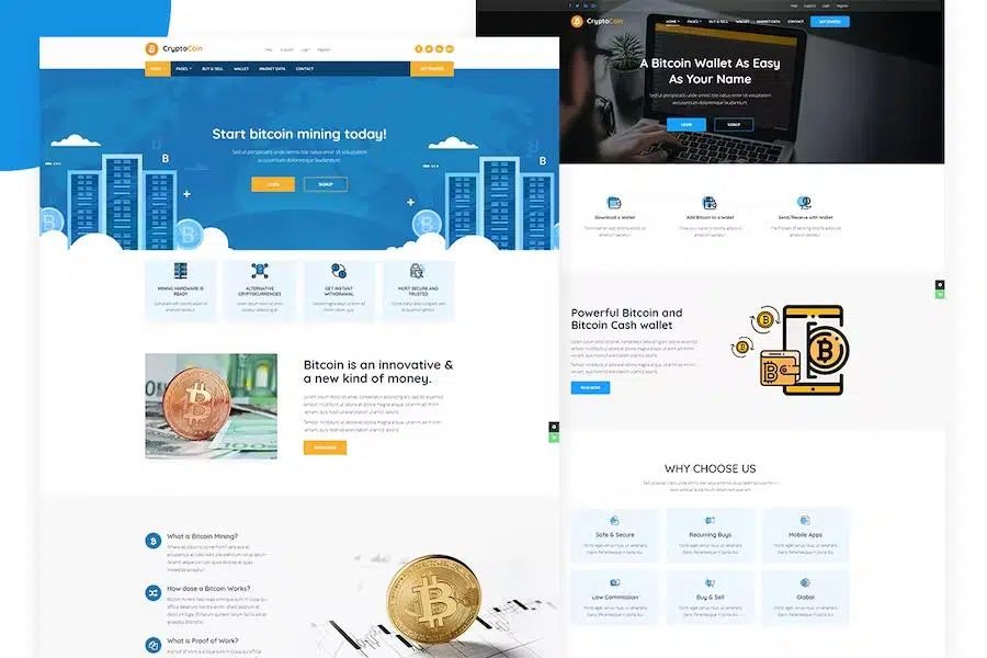 CryptoCoin – Bitcoin Crypto Currency Wallet and Mining Template