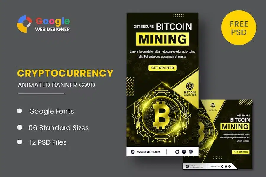 Cryptocurrency Bitcoin Animated Banner GWD