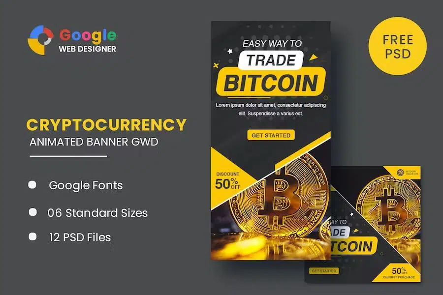 Cryptocurrency Bitcoin Animated Banner GWD