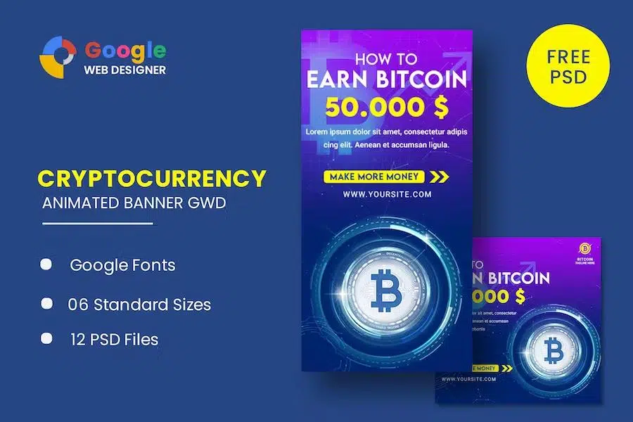 Cryptocurrency Bitcoin Animated Banner GWD