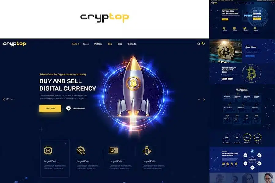 CrypTop – ICO Landing and CryptoCurrency WordPress Theme