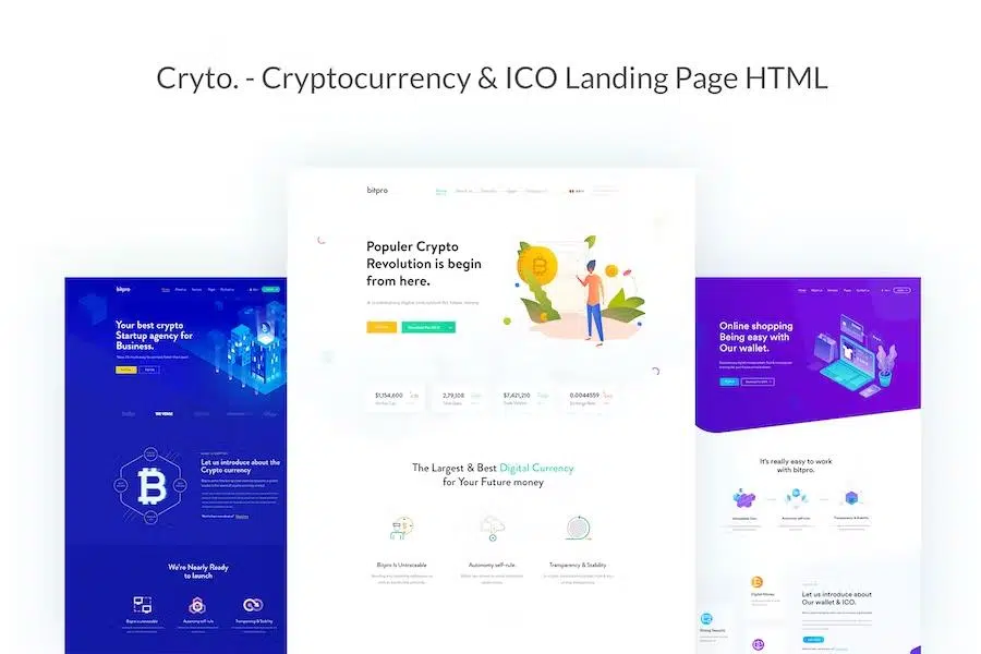 Cryto – Bitcoin & Cryptocurrency Landing Page HTML Template