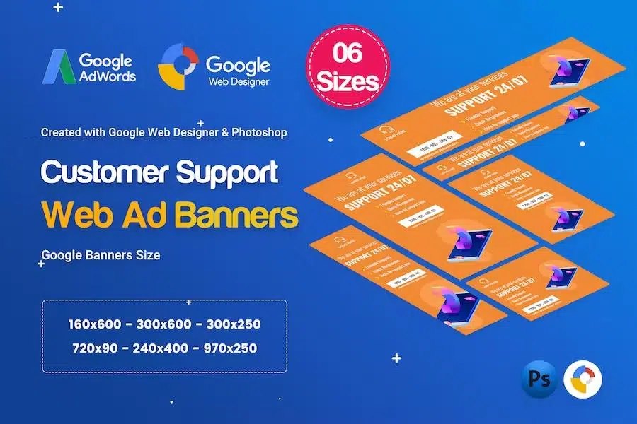 Customers Support Banners HTML5 D49 Ad – GWD & PSD