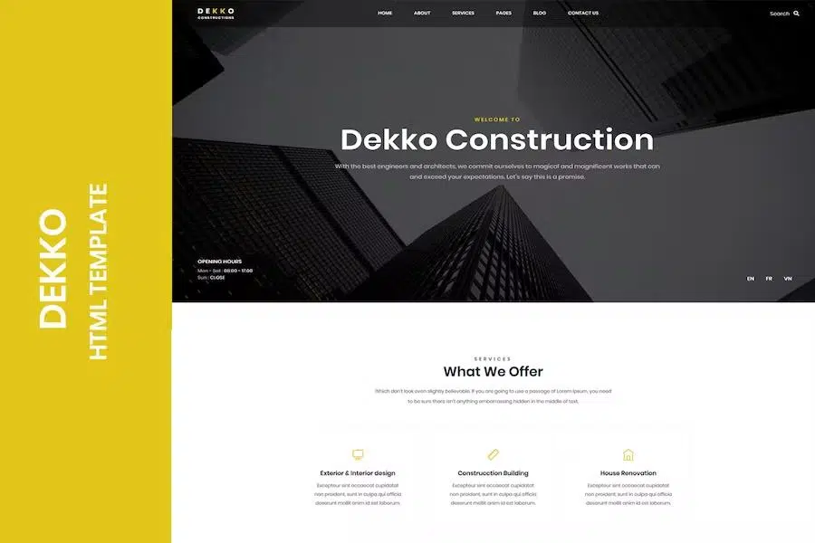 Dekko – Construction HTML5 Template