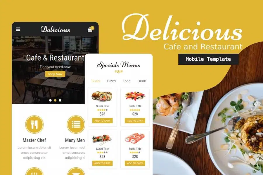 Delicious – Cafe & Restaurant Mobile Template