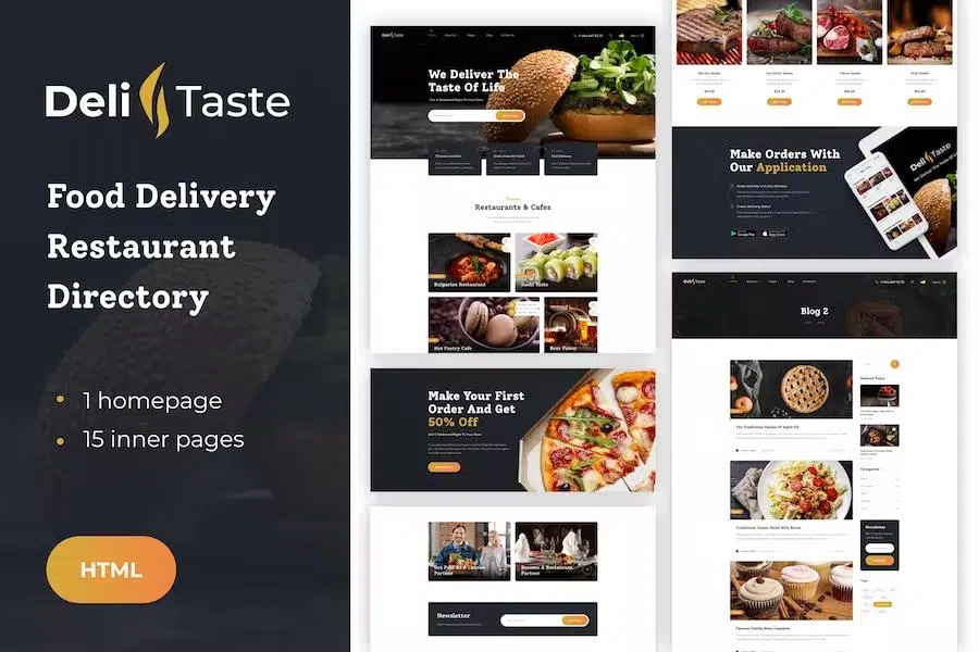 DeliTaste – Food Delivery Restaurant Directory HTML Template