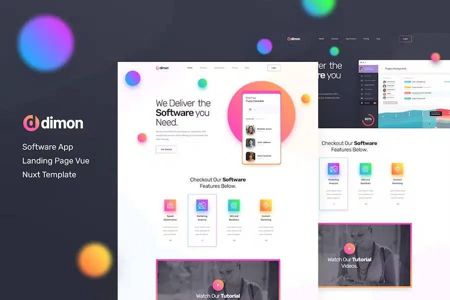 Dimon – Vue Nuxt Software App Landing Page Template