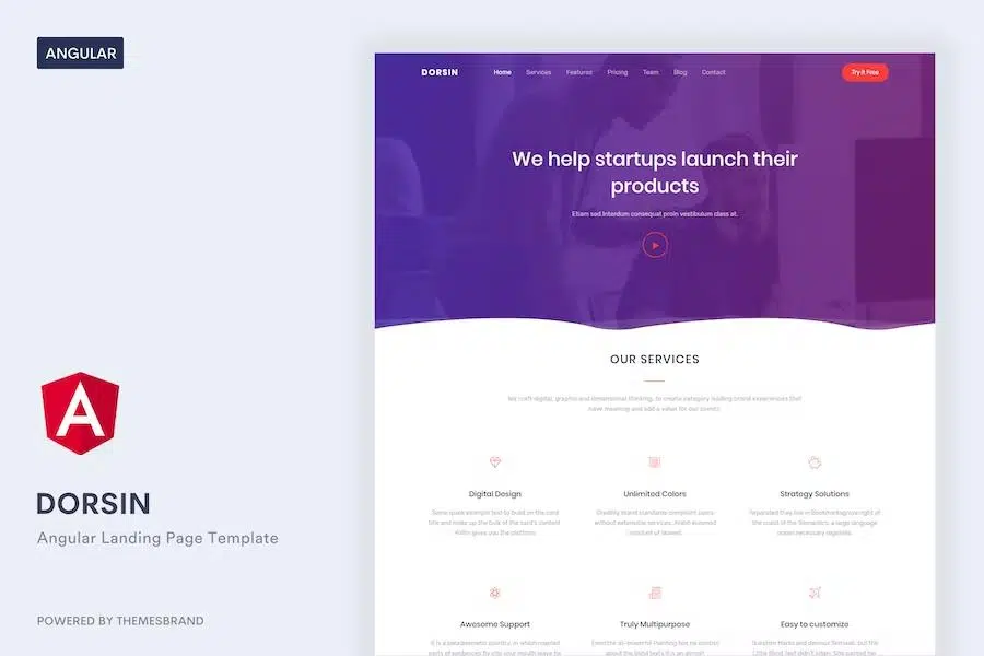 Dorsin – Angular 10 Landing Page Template