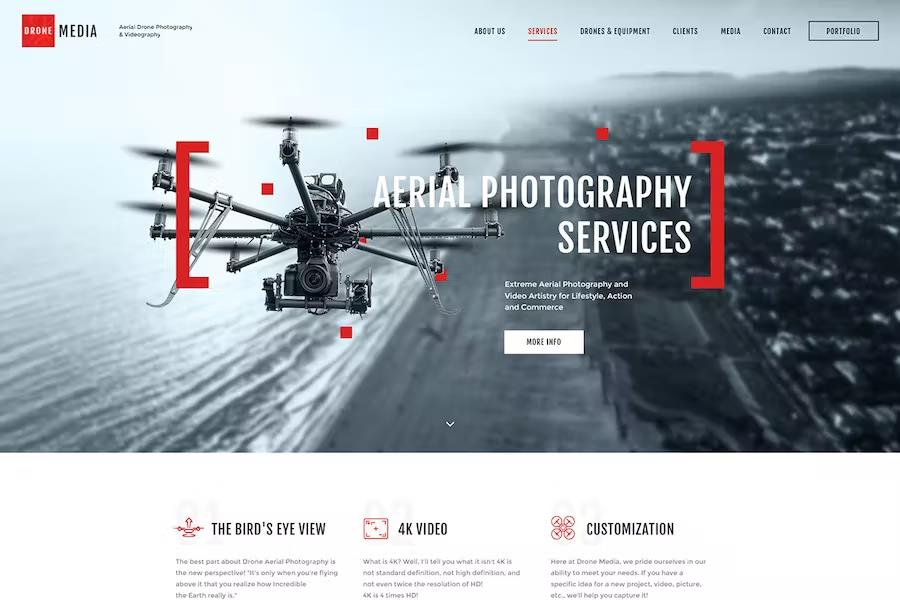 Drone Media – Aerial Photography & Videography WordPress Theme + Elementor 2.0.0