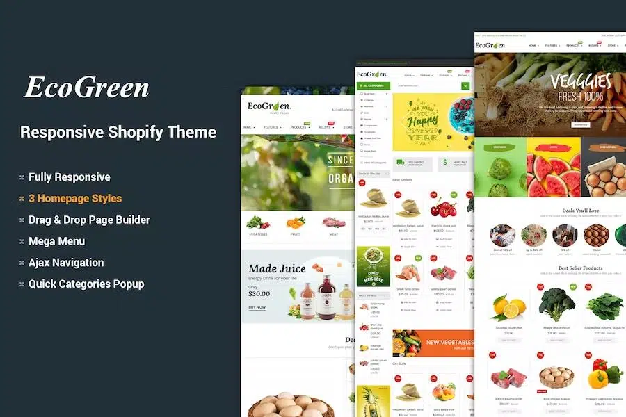 EcoGreen – Multipurpose Organic, Fruit, Vegetables Shopify Responsive Theme