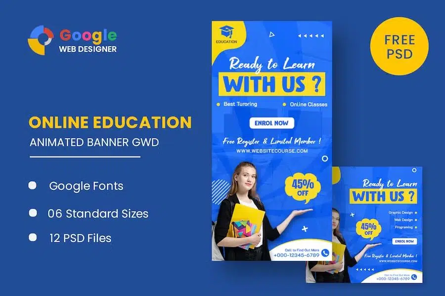 Education Online HTML5 Banner Ads GWD