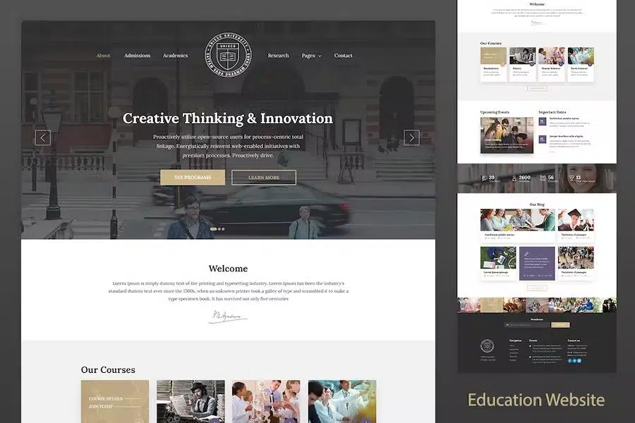 Education Website Template for School, College & University – Unisco HTML