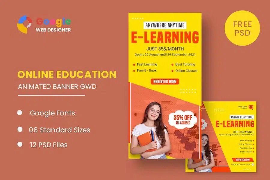 Education Study HTML5 Banner Ads GWD