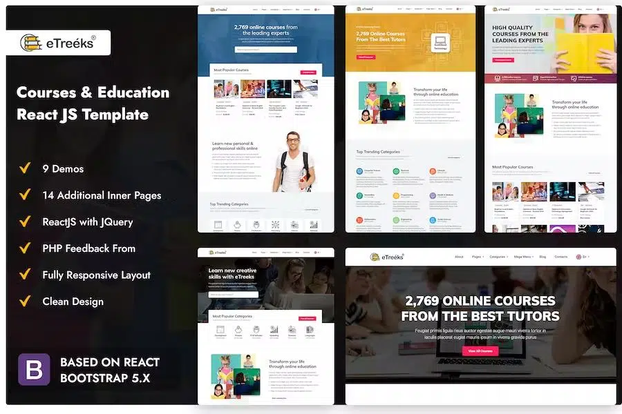 eTreeks – Online Courses & Education React JS Template