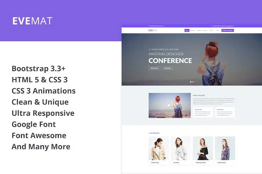 EveMat – Responsive HTML Event Template