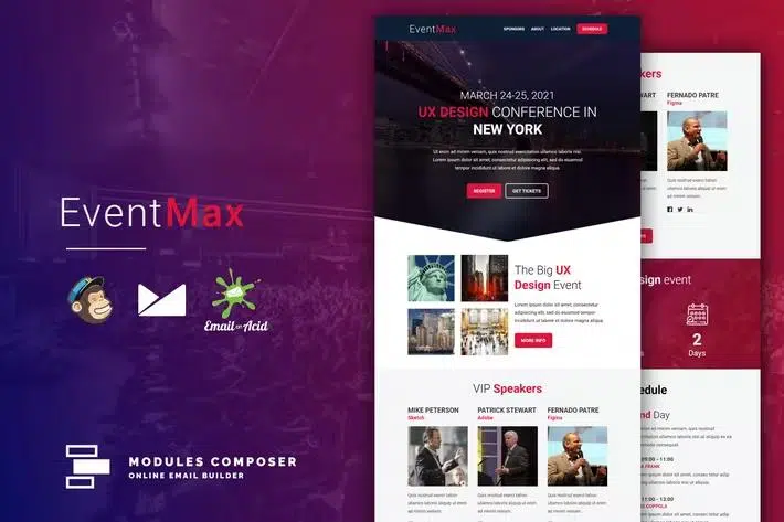 EventMax – Responsive Email for Events & Conferences with Online Builder