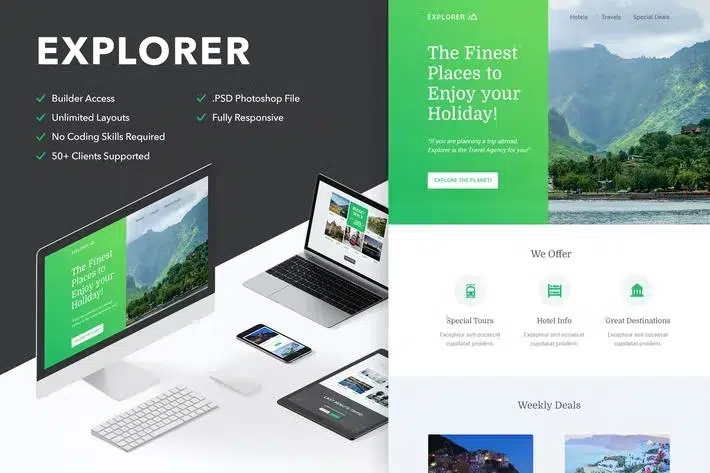 Explorer – Responsive Email + Themebuilder Access