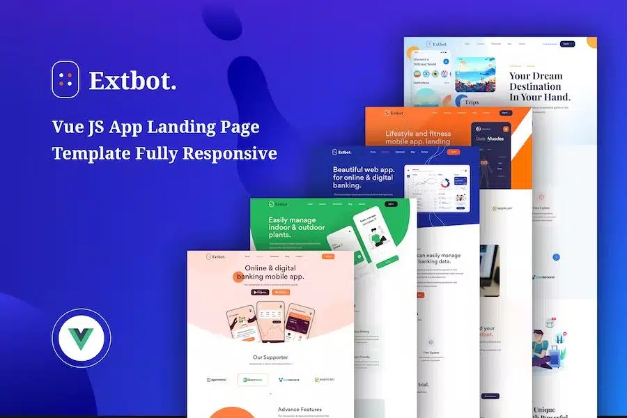 Extbot – Vue JS App Landing Page Template Fully Responsive