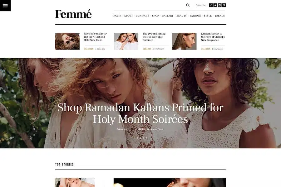 Femme – An Online Magazine & Fashion Blog WordPress Theme + RTL