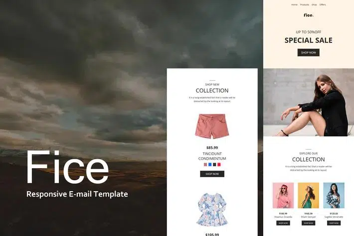 Fice – Ecommerce Responsive E-mail Template + Online Access