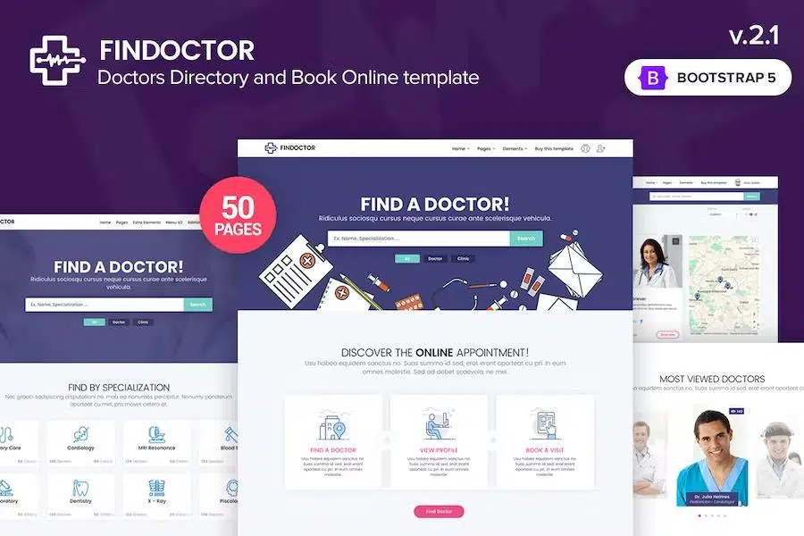 Findoctor – Doctors directory and Book Online template