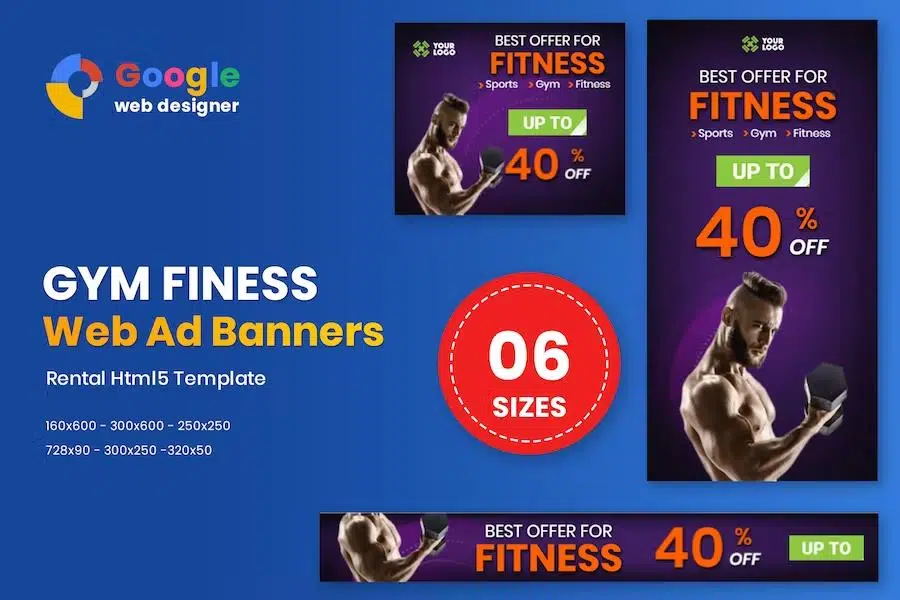 Fitness HTML5 Animate Banner Ads Google Web Design