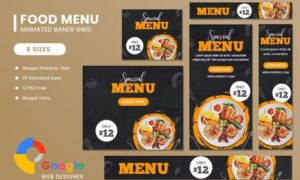 Food Menu Google Adwords HTML5 Banner Ads GWD