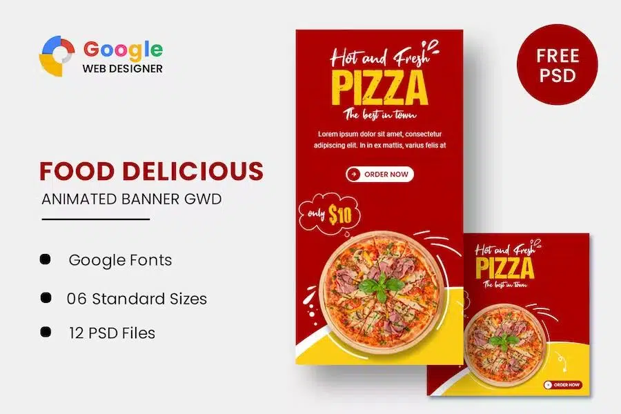 Food Pizza Animated Banner GWD