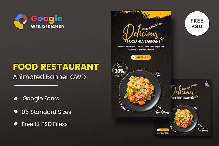 Food Restaurant Animated Banner GWD