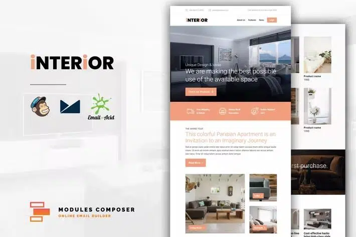 Furnistore – E-Commerce Responsive Furniture and Interior design Email with Online Builder