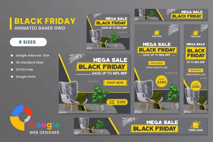 Furniture Black Friday Sale HTML5 Banner Ads GWD