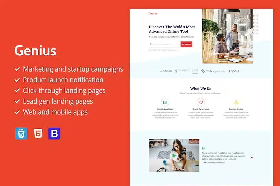 Genius – Premium HTML Landing Page Template