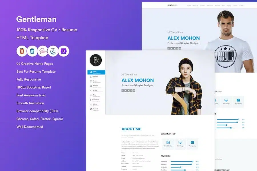 Gentleman- Responsive CV Resume HTML Template