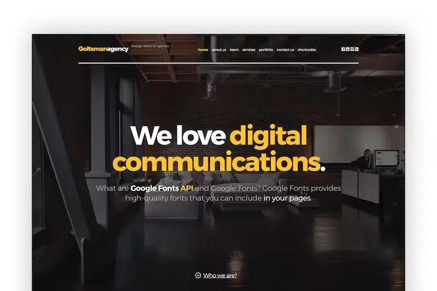 Goltsman Agency – One Page Responsive Template