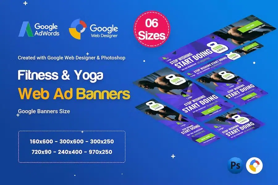 Gym & Fitness Banners Ad D34 – Google Web Design