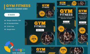 Gym Fitness Google Adwords HTML5 Banner Ads GWD