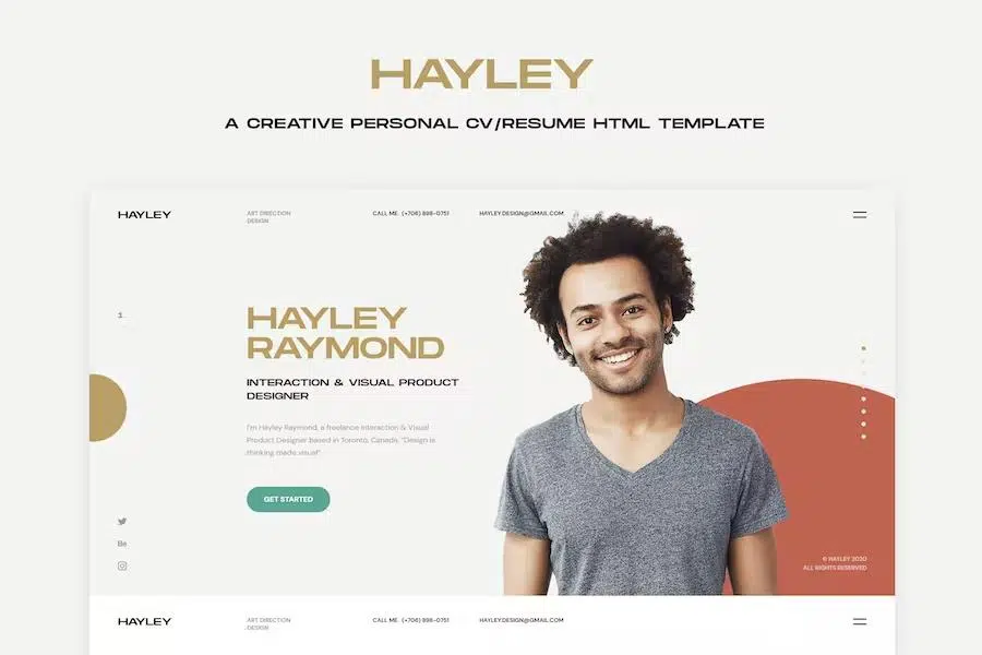 HAYLEY – Creative Personal CV Resume HTML Template