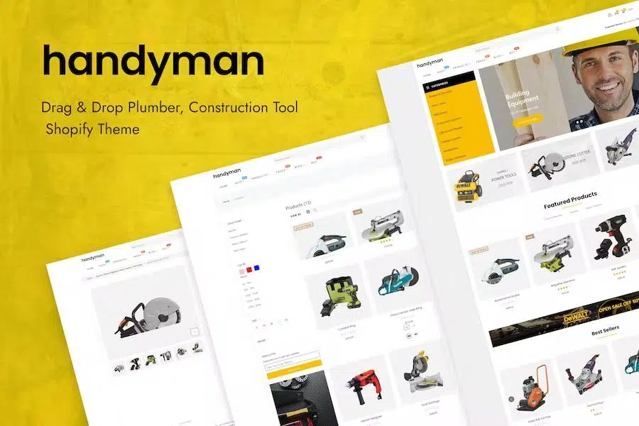 Handyman – Drag & Drop Plumber, Construction Tools Shopify Theme