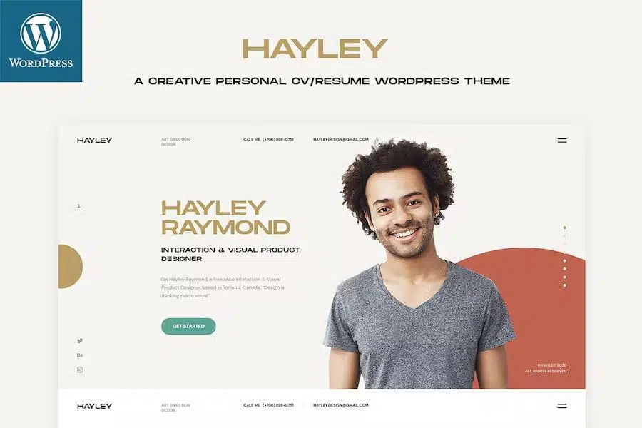 Hayley – Personal CV Resume WordPress Theme