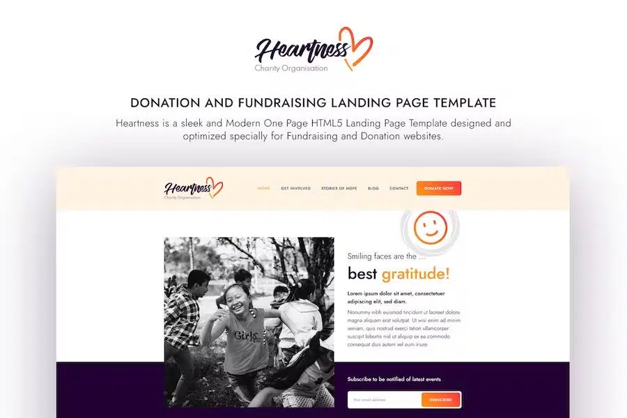 Heartness – Fundraising Donation Landing Page