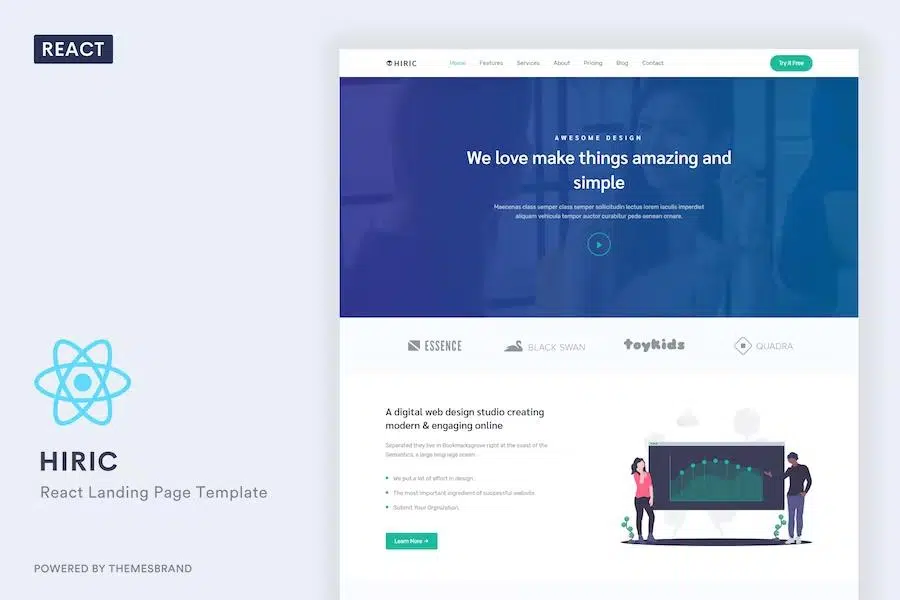 Hiric – React Landing Page Template