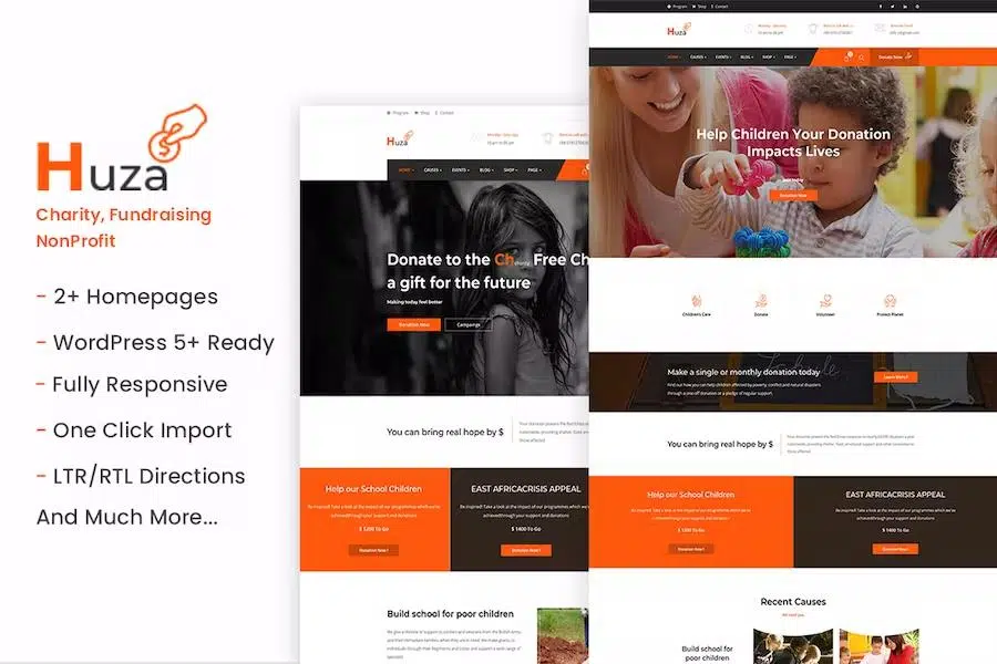 Huza – Charity Responsive WordPress Theme