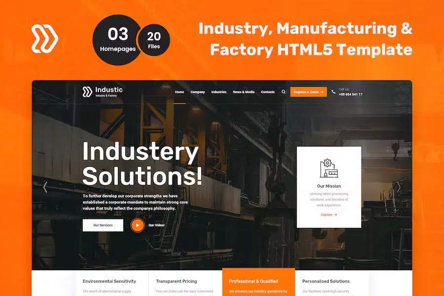 Industic – Factory and Manufacturing HTML5 Template