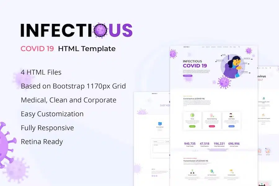 Infectious – Coronavirus (COVID-19) Medical HTML Template